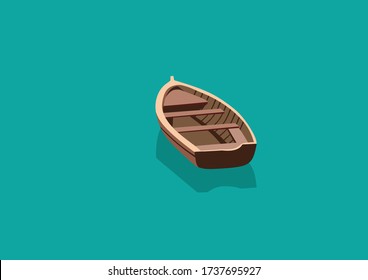 Boat on the lake for background illustration and image in flatt