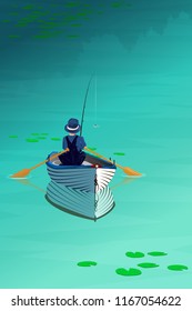 boat on the lake illustration