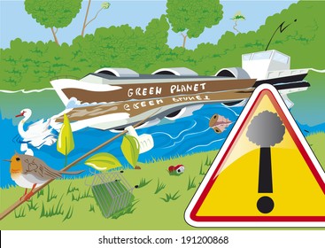boat on pollution river