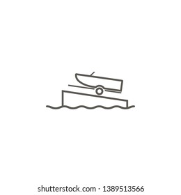 Boat on a ramp vector icon. Simple element illustration from map and navigation concept. Boat on a ramp vector icon. Real estate concept vector illustration.