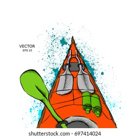 The boat on the river. vector illustration.