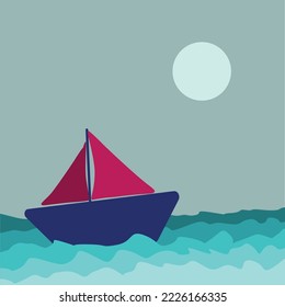 embarcación en la ilustración del vector marino. 