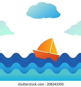 Boat On Sea,travel vector  