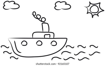  Boat on sunny day vector clip art
