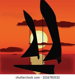 boat on sunset