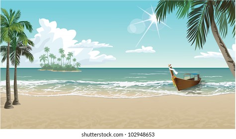 A boat tropical beach