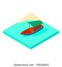 Boat on water icon. Isometric illustration of boat on water vector icon for web