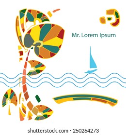 Boat on the waves. Cover for brochure. Background