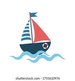boat on the waves vector illustration
