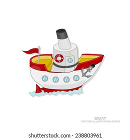 Boat on white background, sea sign, web icon, vector illustration EPS10