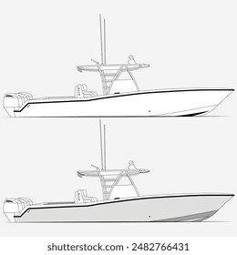 Boat one color line art and vector art