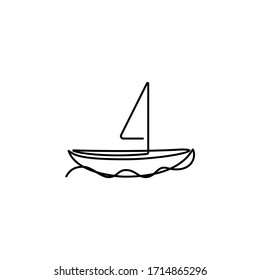 boat one line icon on white background