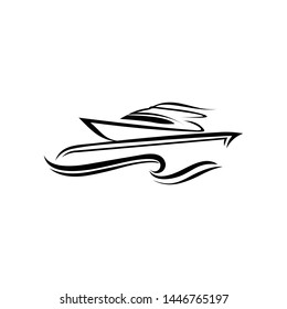 boat with outline logo template
