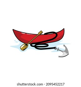 boat ,paddle and anchor illusrtation vector