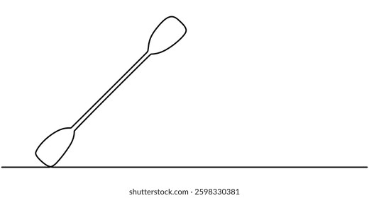 boat paddle continuous one line drawing, Continuous single one line of Rowboat paddle isolated on white background, abstract man with paddle, Single continuous line drawing canoe trails and rafting.