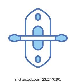 Boat with paddle denoting concept icon of kayak in modern style, ready to use vector