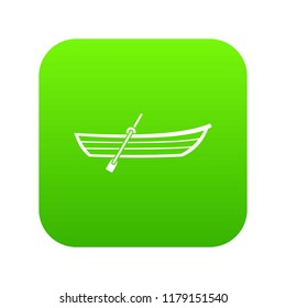 Boat with paddle icon digital green for any design isolated on white vector illustration