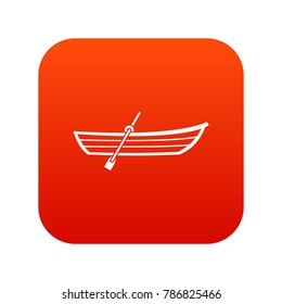 Boat with paddle icon digital red for any design isolated on white vector illustration