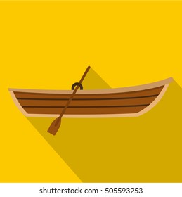 Boat with paddle icon. Flat illustration of boat with paddle vector icon for web