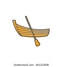 A boat with a paddle icon in flat style on a white background
