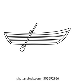 Boat with paddle icon. Outline illustration of boat with paddle vector icon for web