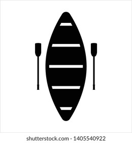 Boat With Boat Paddle Icon, Boat Paddle Pair Vector Art Illustration