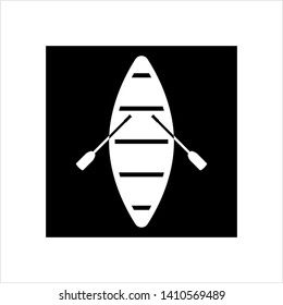 Boat With Boat Paddle Icon, Boat Paddle Pair Vector Art Illustration