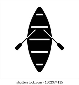 Boat With Boat Paddle Icon, Boat Paddle Pair Vector Art Illustration