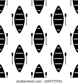 Boat With Boat Paddle Icon Seamless Pattern, Boat Paddle Pair Vector Art Illustration