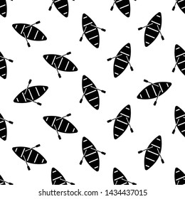 Boat With Boat Paddle Icon Seamless Pattern, Boat Paddle Pair Vector Art Illustration
