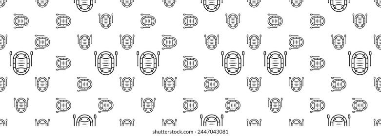 Boat With Boat Paddle Icon Seamless Pattern, Boat Paddle Pair Vector Art Illustration