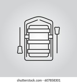 Boat with paddles icon