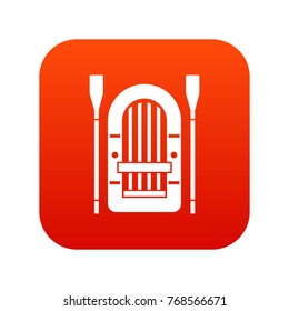 Boat with paddles icon digital red for any design isolated on white vector illustration