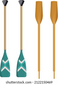 Boat paddles, illustration, vector on a white background.