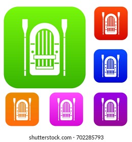 Boat with paddles set icon in different colors isolated vector illustration. Premium collection