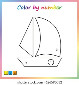 Boat Painting Page Color By Numbers Stock Vector (Royalty Free ...