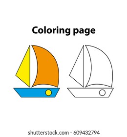 boat - painting page, game for children (kids)