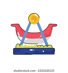 Boat park doodle vector filled outline Sticker. EPS 10 file