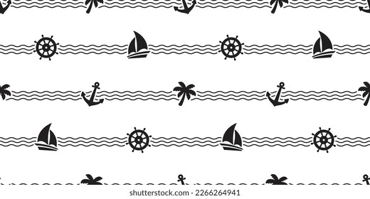 boat part Anchor seamless pattern vector helm wave pirate maritime Nautical sea ocean gift wrapping paper tile background repeat wallpaper illustration design scarf isolated