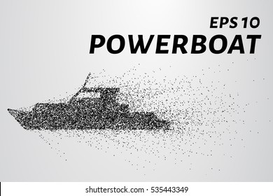 El bote de las partículas. El barco consta de círculos y puntos. Ilustración vectorial.
