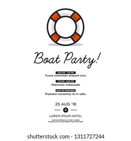 Boat Party Invitation Design with Where and When Details