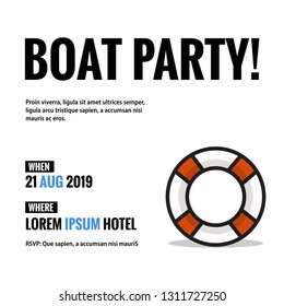 Boat Party Invitation Design with Where and When Details