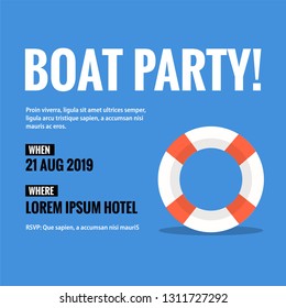 Boat Party Invitation Design with Where and When Details