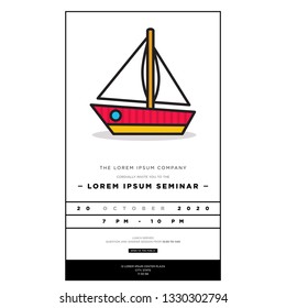 Boat Party Invitation Design with Where and When Details