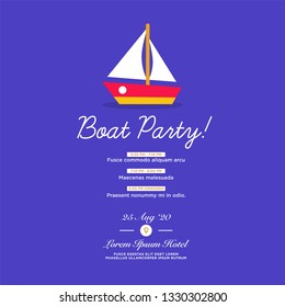 Boat Party Invitation Design with Where and When Details