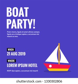 Boat Party Invitation Design With Where And When Details