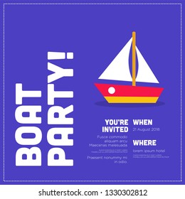 Boat Party Invitation Design with Where and When Details