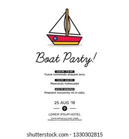 Boat Party Invitation Design with Where and When Details