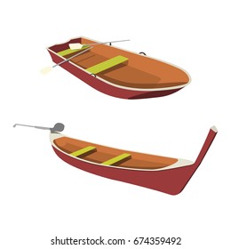 Boat and Pirogue flat icon. Cartoon Vector Illustration
