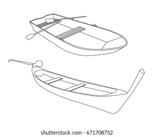 Boat and Pirogue flat icon. Outline Vector Illustration